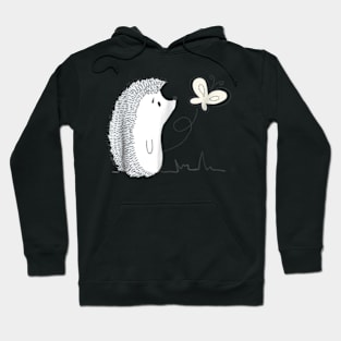 Cute Vintage Hedgehog & Butterfly Art Hoodie